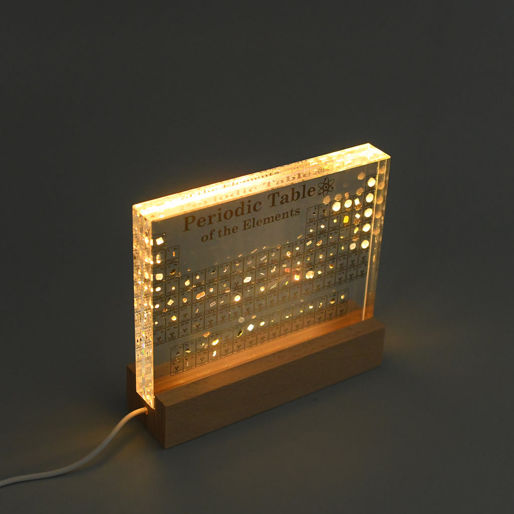 LED periodic table of elements side shot light on