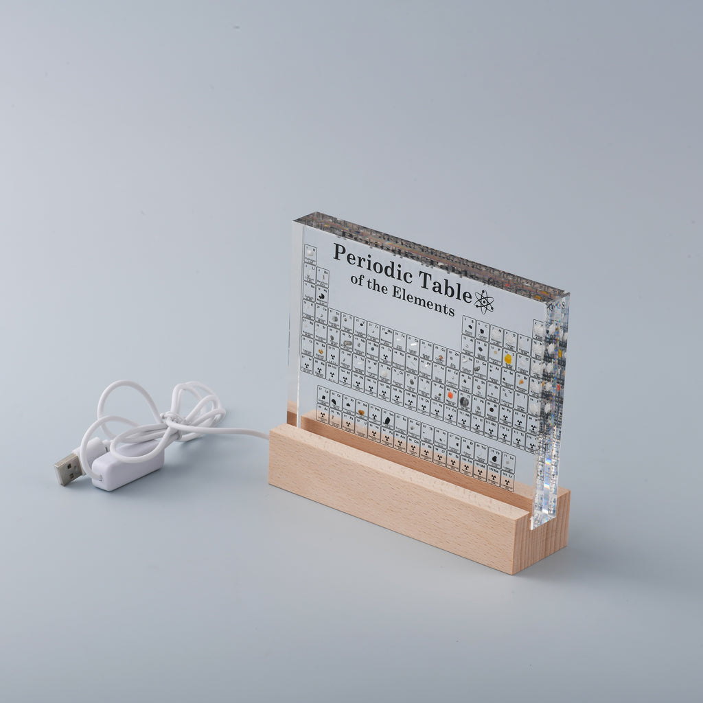 LED periodic table of elements side shot with cable