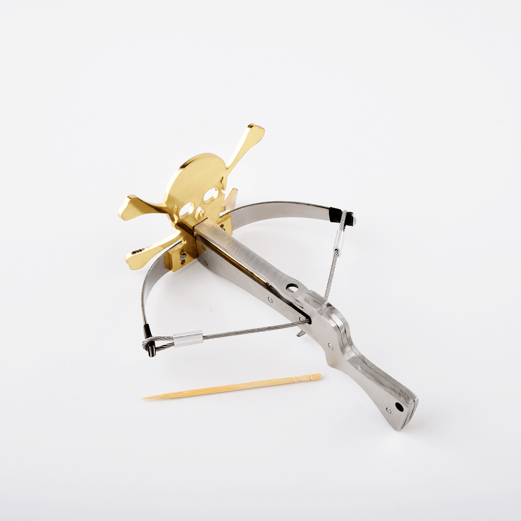 silver and gold skull crossbow 
