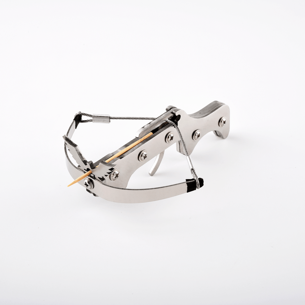 Mini Bowman Toothpick Crossbow Shooter Black Silver Steel