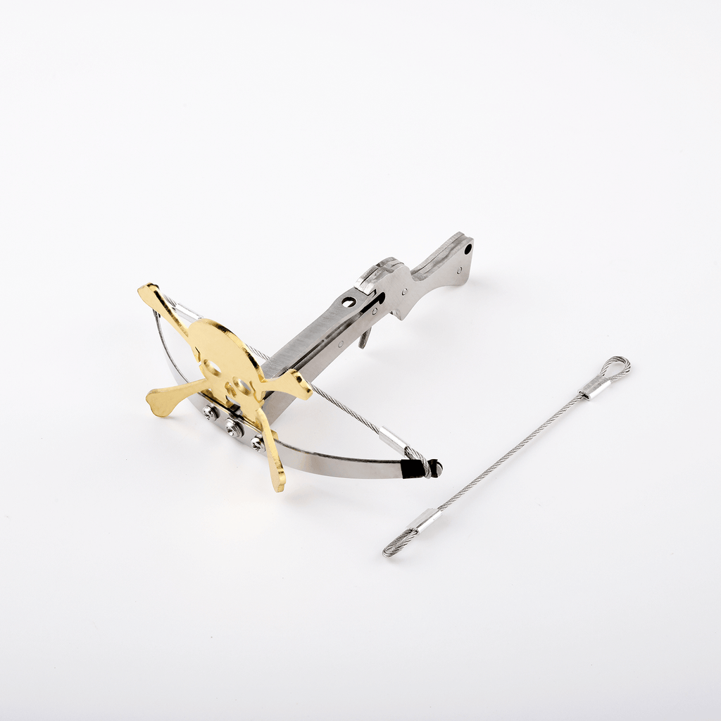 metal silver and gold skull crossbow 