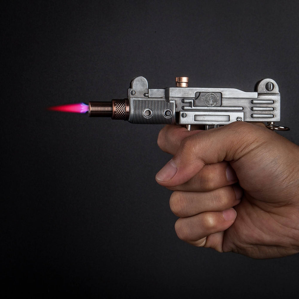 silver and copper Tommy 709 butane torch gun lighter 