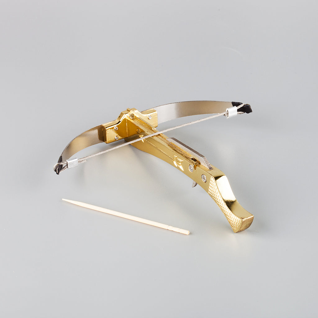 gold plated bowman crossbow with toothpick 