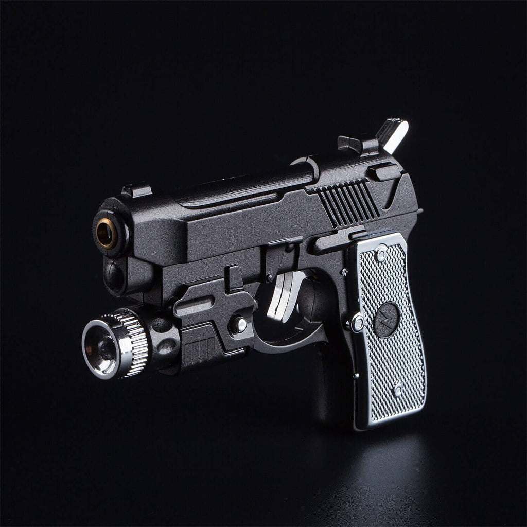 Charger butane gun lighter with tactical flashlight 