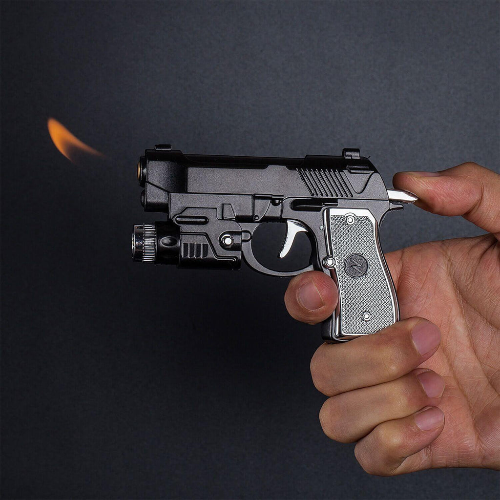 Charger butane gun lighter with tactical flash light 