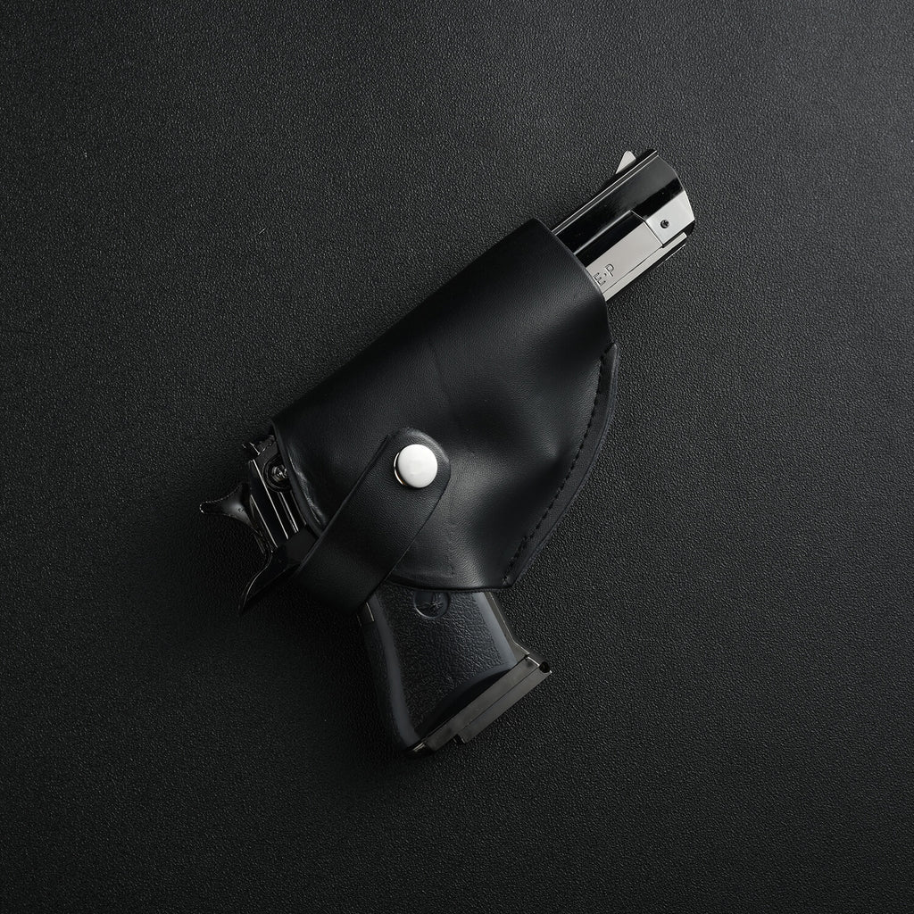 desert eagle butane gun lighter in a leather holster 